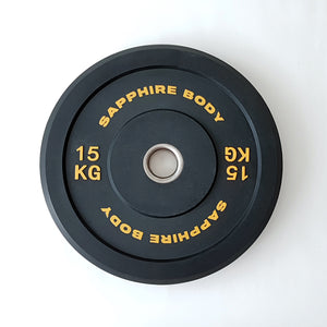 Bumper plates, Sapphire Body (svarta med färgad text), 5-25 kg